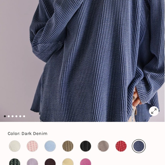 Free People One Blake Waffle Knit Pullover in Dark Denim - Size Small NWOT - Picture 8 of 8